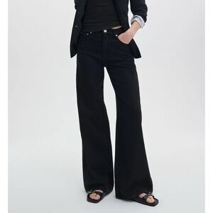 Rag & Bone Featherweight Logan Wide-Leg Jeans Black 25